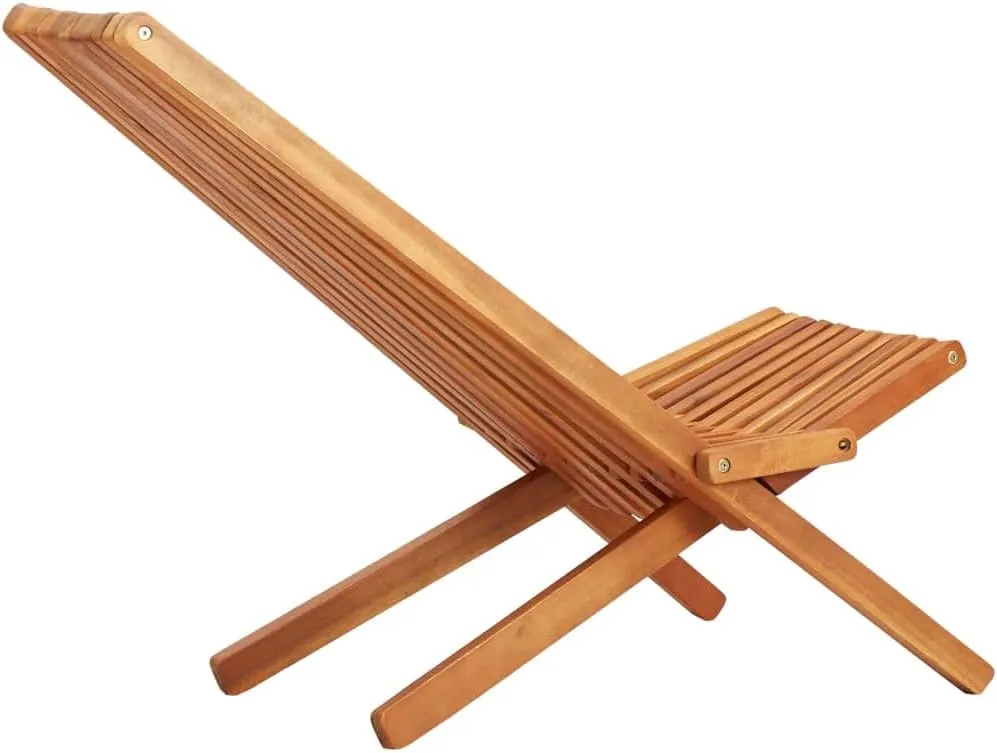 Foldable Solid Acacia Wood Lounge Chair Brown 22.8x37.4x30.3 Inch Weather-Resistant Outdoor Indoor Patio Furniture for Backyard, Beach, Camping