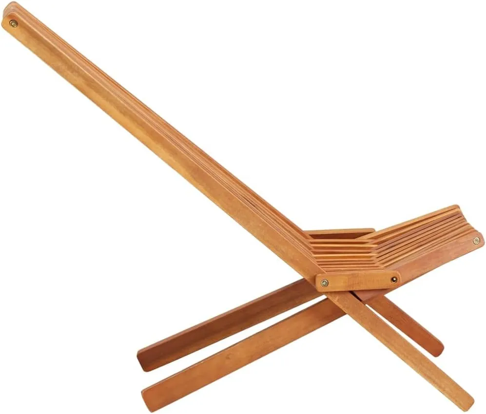 Foldable Solid Acacia Wood Lounge Chair Brown 22.8x37.4x30.3 Inch Weather-Resistant Outdoor Indoor Patio Furniture for Backyard, Beach, Camping