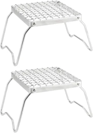 Folding Campfire Grill Stainless Steel Grill, Heavy Duty Portable Camping Grill Parts