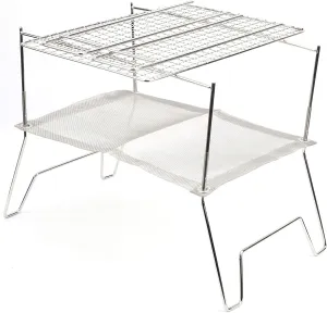 Folding Campfire Grill,Stainless Steel Wire Outdoor Barbecue Stove,Folding Grill with Baking Net for Backpacking, Hiking, Picnics, Fishing for Outside Home BBQ, Folding Campfire Grill,Stainless S