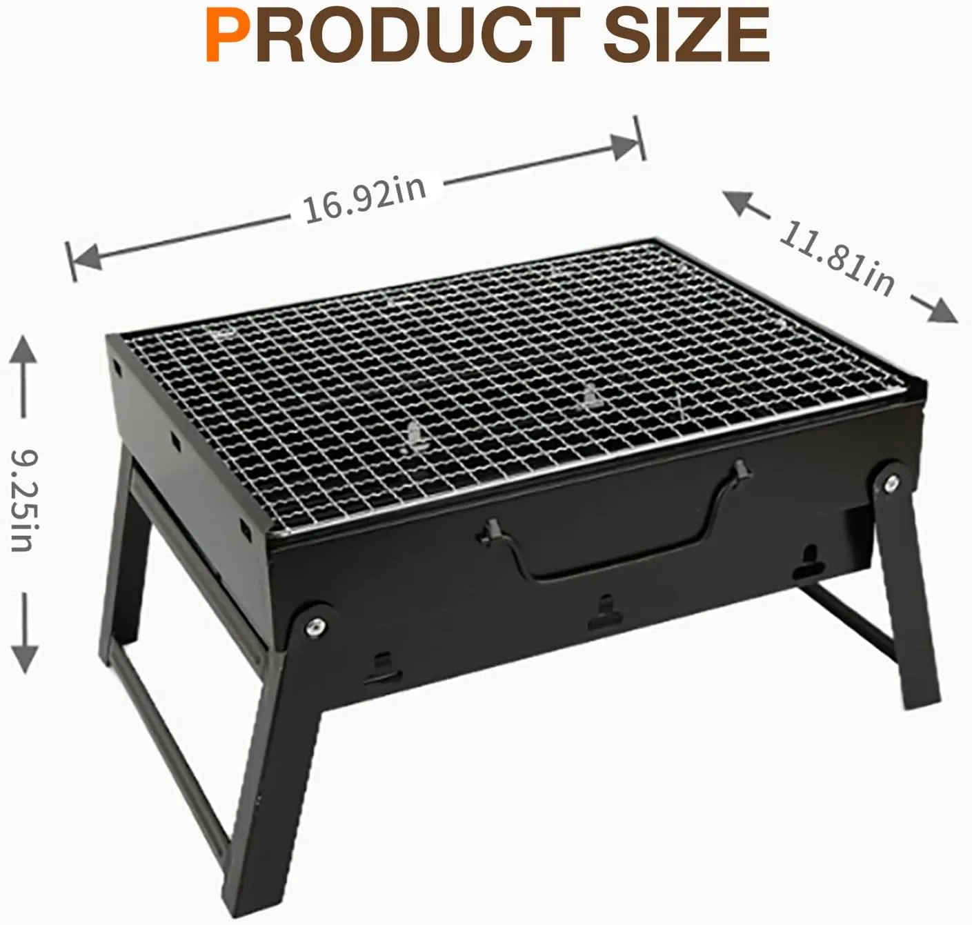 Folding Camping Campfire Grill,Barbecue Desk Outdoor Stainless Steel Charcoal Grill for Outdoor Cooking, Bonfire, Patio, Backyard (L)
