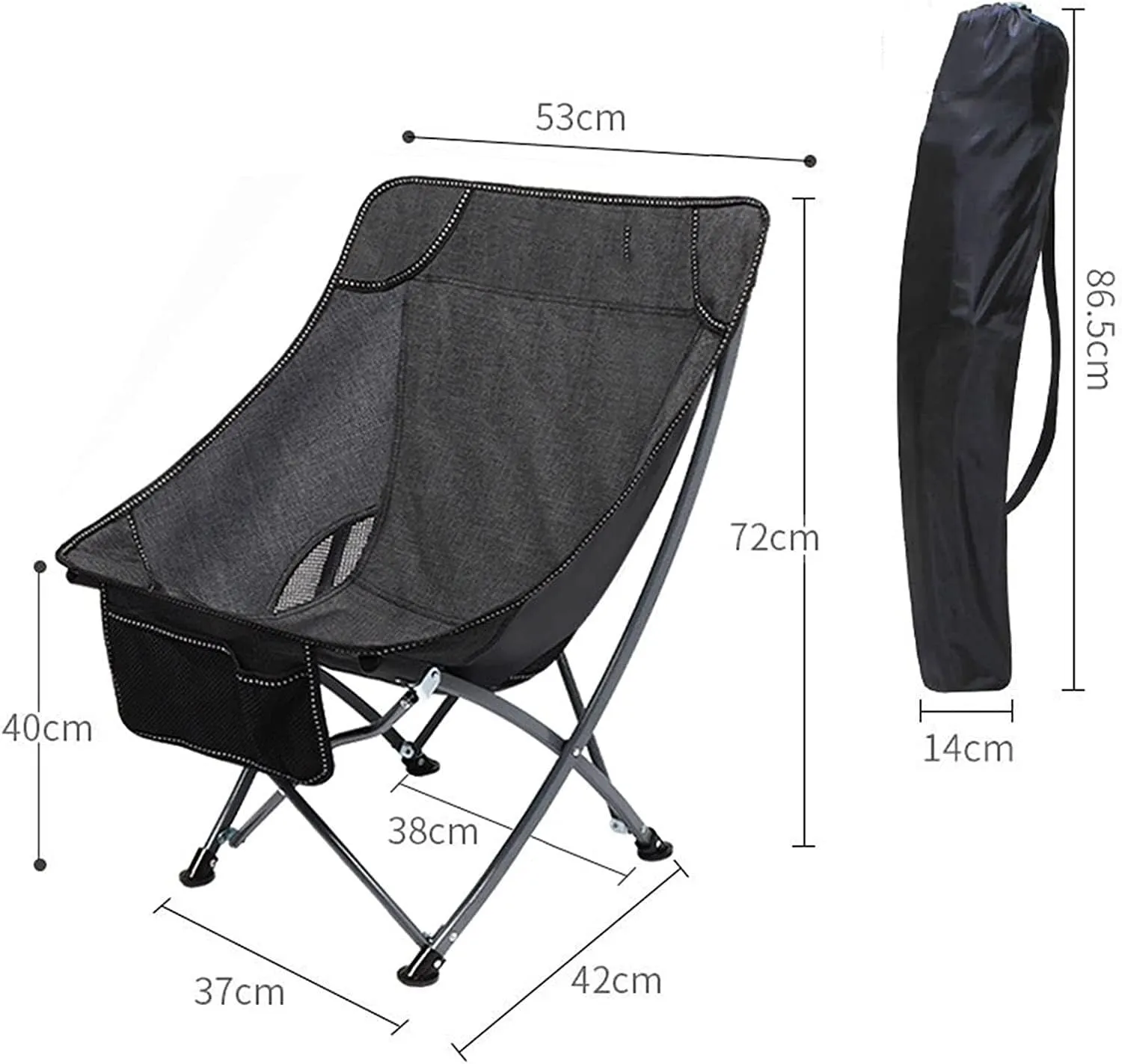 Folding Camping Portable Folding Chair with Mesh Side Pocket Backrest Stool Camping Backpacking Chair for Fishing Beach Travel Picnic Chairs Foldable(G)