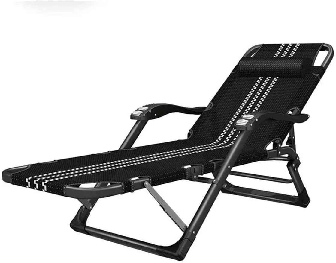 Folding Chair Leisure Folding Bed Lounge Chair Office Nap Lunch Break Bed Outdoor Portable Folding Deck Chair Recliner(Style B)