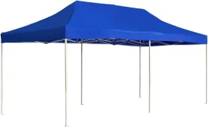 Folding Party Tent with Aluminum Frame, Waterproof Sunshade Shelter for Outdoor Events, Blue, 19.7' x 9.8'