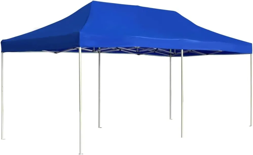Folding Party Tent with Aluminum Frame, Waterproof Sunshade Shelter for Outdoor Events, Blue, 19.7' x 9.8'