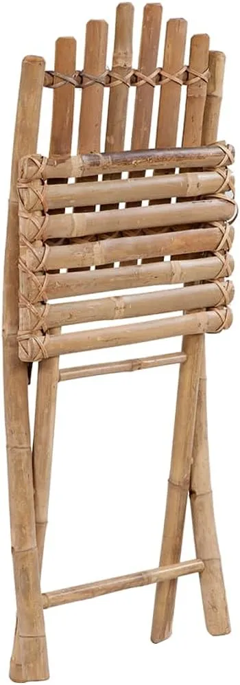 Folding Patio Chairs 2 pcs with Cushions Bamboo Outdoor Garden Furniture Dining Chairs with Gray Cushions Durable and Comfortable Patio Furniture Set for Outdoor Lounging