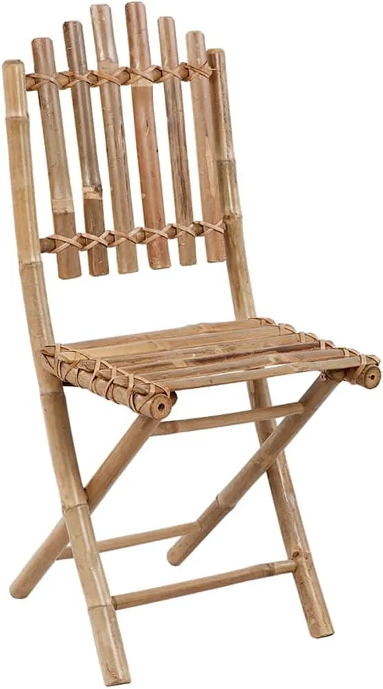Folding Patio Chairs 2 pcs with Cushions Bamboo Outdoor Garden Furniture Dining Chairs with Gray Cushions Durable and Comfortable Patio Furniture Set for Outdoor Lounging