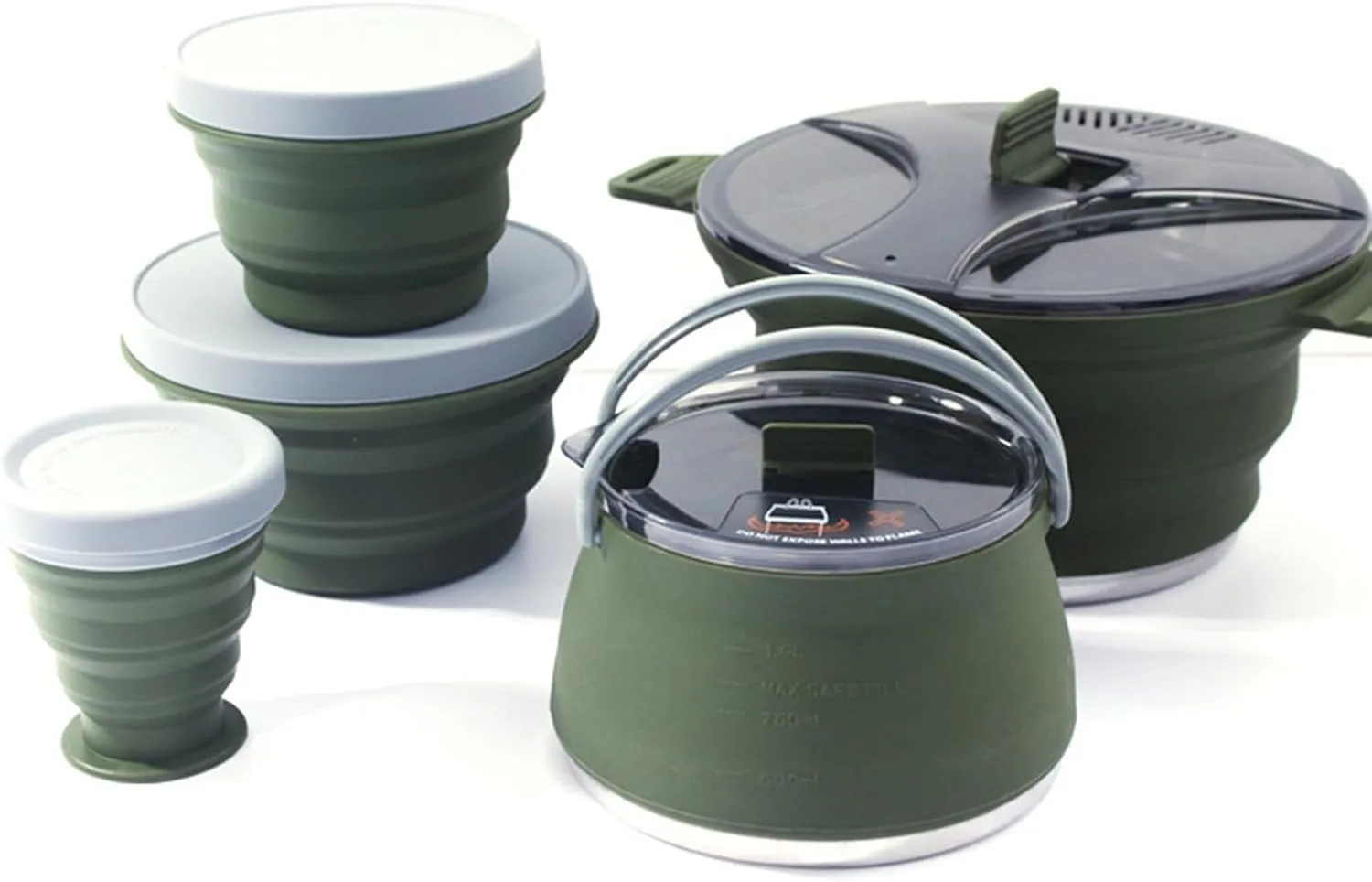 Folding Pot Set Portable Cooking Set Collapsible Cookware Set Outdoor Camping Cookware Set Compact