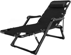 Folding Reclining Chair with Headrest Garden Sun Lounger Chair Outdoor Camping Bed Armchair Sunbed Patio Lounge Recliners Beach Fishing Chair