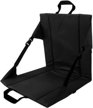 Folding Stadium Seat Cushion with Backrest, Portable Bleacher Pad for Camping, Fishing,15.8'' x 16.5'',Lightweight Chair with Backrest for Outdoor Sports and Concerts (Black)