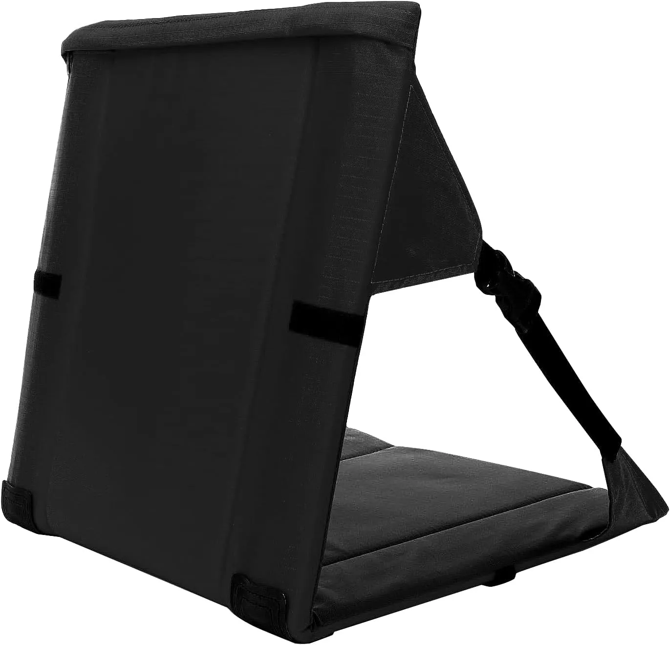 Folding Stadium Seat Cushion with Backrest, Portable Bleacher Pad for Camping, Fishing,15.8'' x 16.5'',Lightweight Chair with Backrest for Outdoor Sports and Concerts (Black)