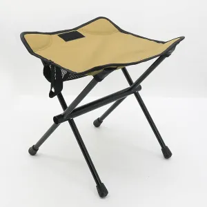 Folding Stool Aluminum Portable Collapsible Chair for Fishing Outdoor BBQ Hiking (Khaki)