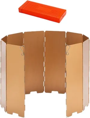 Folding Windshield for Camp Stove with Carrying Bag and 10 Plates for Outdoor Cooking