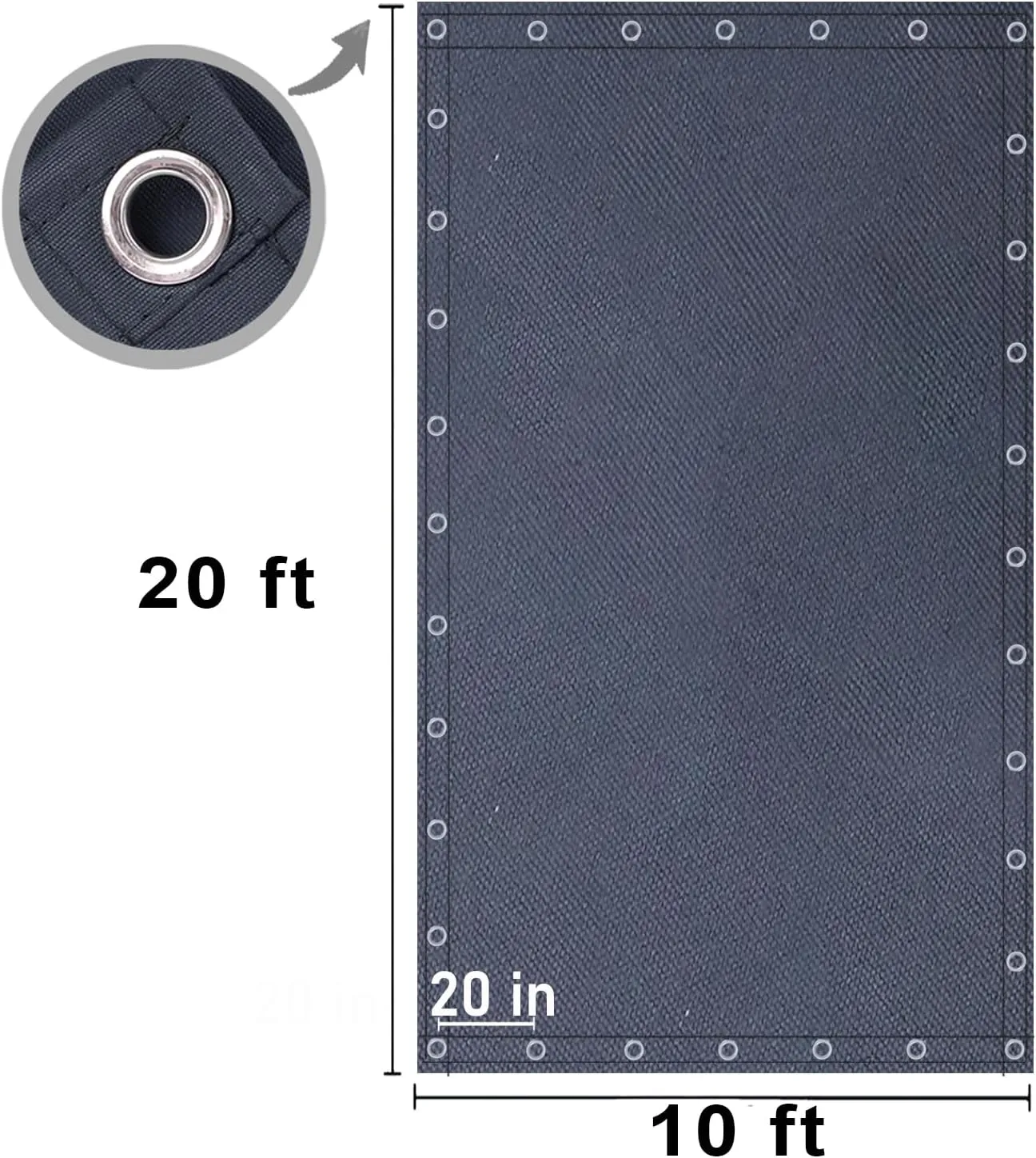 FoundGo Canvas Tarp 10x20ft Heavy Duty Waterresistant Tarps with Grommets, UV Resistant, 22 Mil Tarpaulin,14 oz Durable Cloth Covers for Car, Roof, Boat, Camp, Canopy, Woodpile with Ropes-Blue