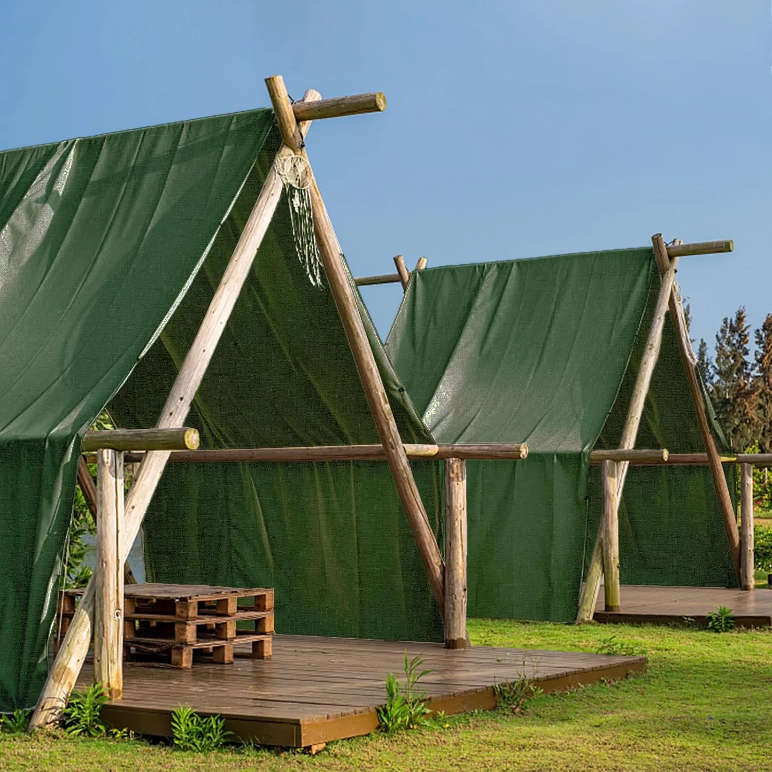 FoundGo Canvas Tarp 12x16ft Heavy Duty Waterresistant Tarps with Grommets, UV Resistant, 22 Mil Tarpaulin,14 oz Durable Cloth Covers for Car, Roof, Boat, Camp, Canopy, Woodpile with Ropes-Green