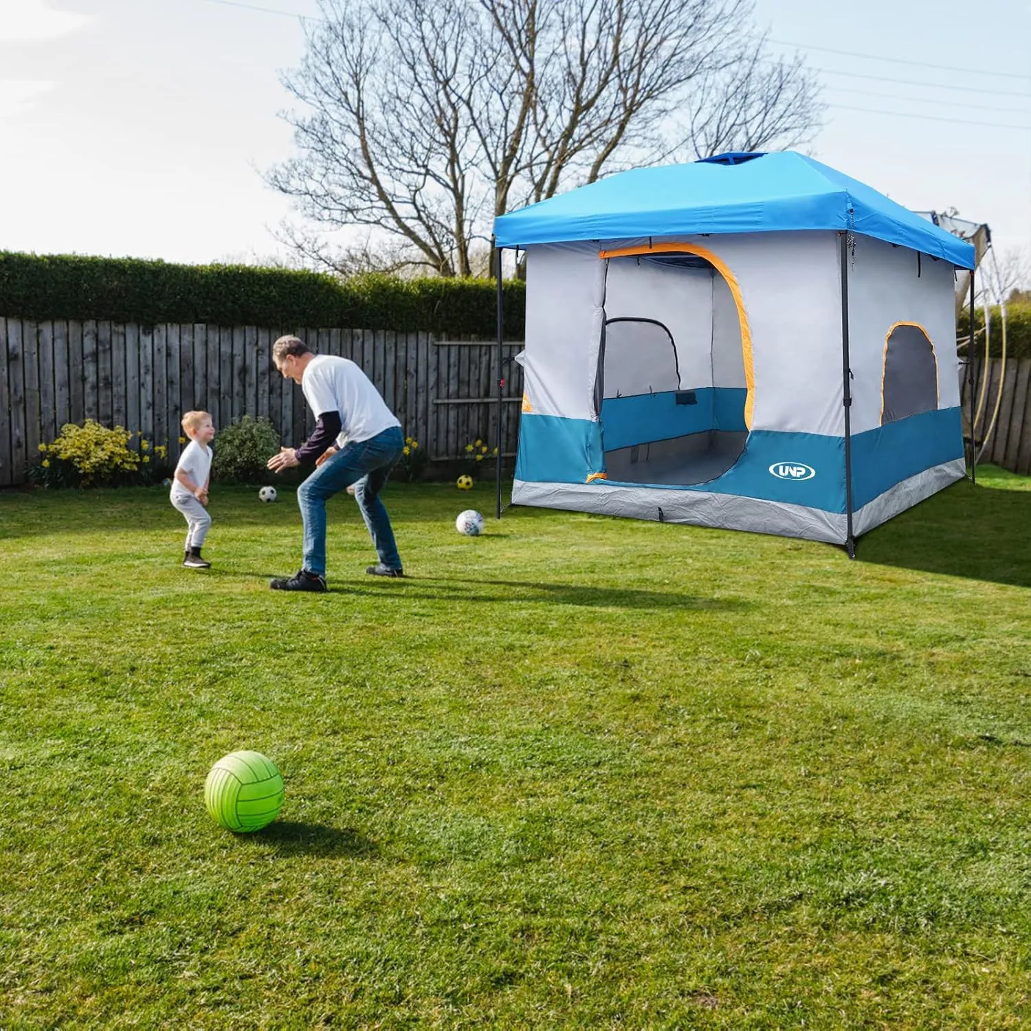 (Frame UNP Included) Ocean Camping Inner Tent Installation, Blue - 10' Canopy, Pop for Fully Space, 10' Simple x Enclosed Voice-activated Canopy Roof, Voice-controlled Vented NOT Up Tent Canopy