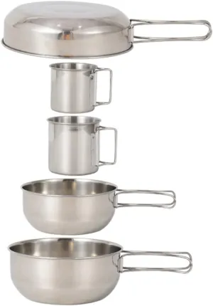 GALPADA Stainless Steel Bowl Pot Cup Collapsible Camping Cookware Set for Outdoor