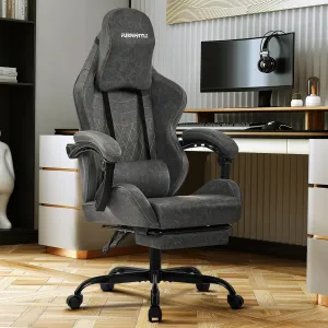 Gaming Chair Video Game Chairs with Large Headrest, Linkage Armrests, Retro PU Leather Ergonomic Computer Chair for Gaming or Office, Grey