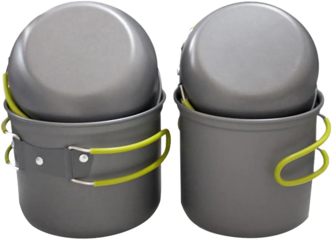 GANAZONO 1Set Handle Cookware for Outdoor Cooking Lightweight Camping Pot Utensil for Hiking BBQ Picnic Durable Non Stick Person Use