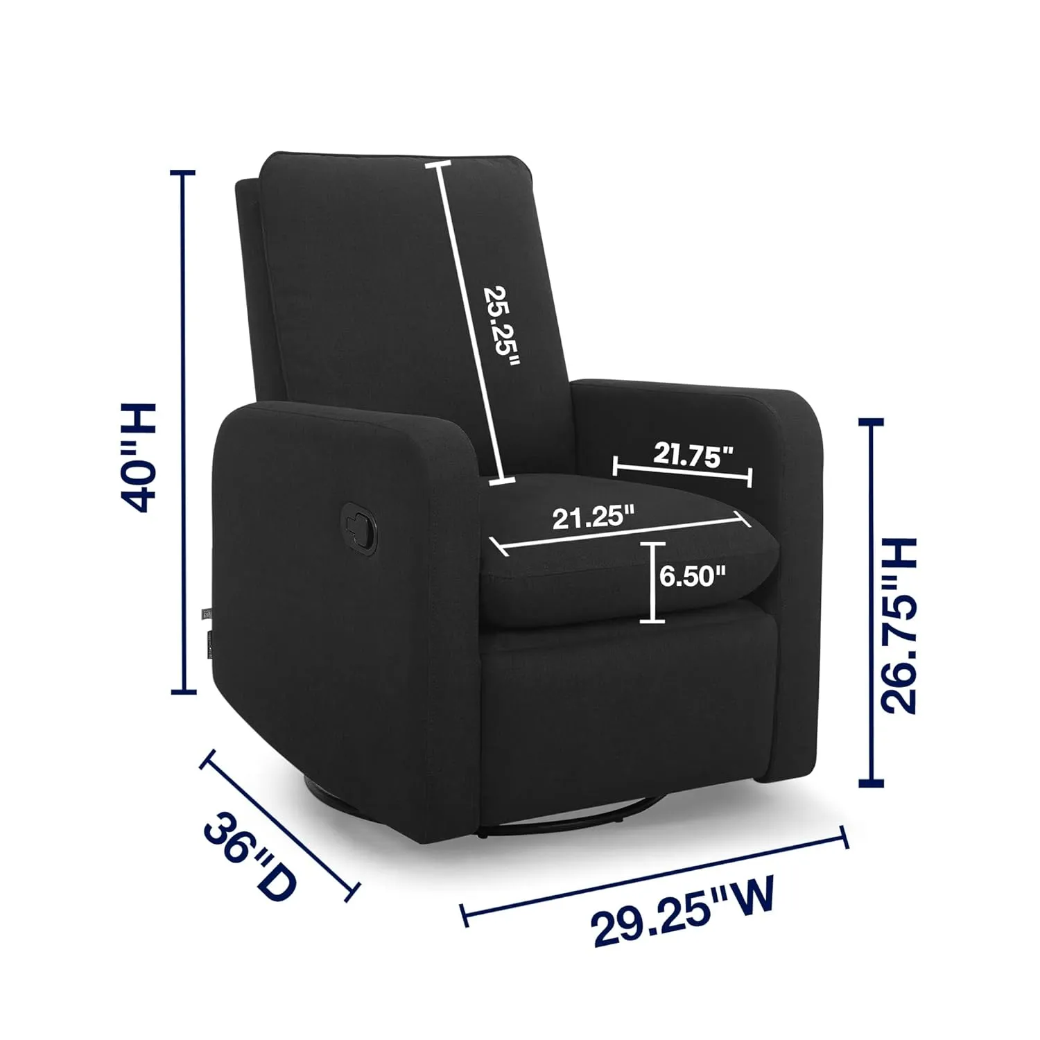 GAP babyGap Cloud Recliner with LiveSmart Evolve - Sustainable Performance Fabric, Jet Black