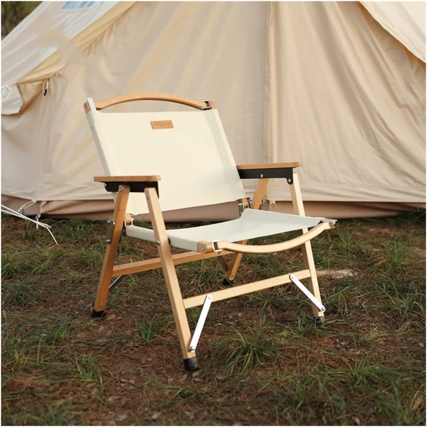 GaRcan Mountainhiker Outdoor Solid Wood Folding Chair Portable Camping Picnic Chair Barbecue Self-Driving Beach Chair (B)