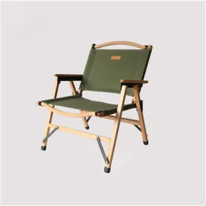 GaRcan Mountainhiker Outdoor Solid Wood Folding Chair Portable Camping Picnic Chair Barbecue Self-Driving Beach Chair (B)