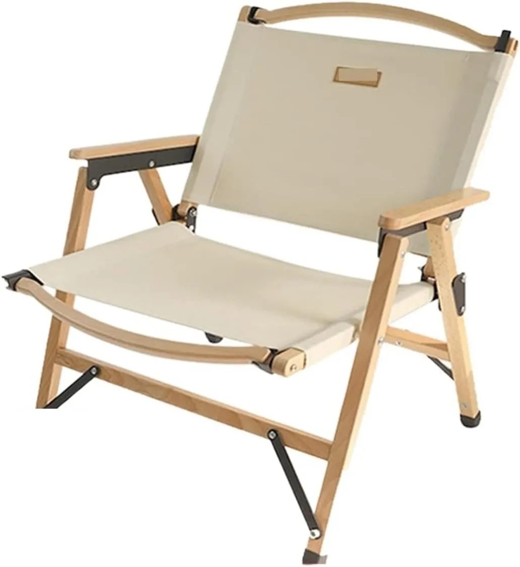 GaRcan Mountainhiker Outdoor Solid Wood Folding Chair Portable Camping Picnic Chair Barbecue Self-Driving Beach Chair (B)