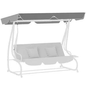 Garden Swing Canopy Replacement 3 Seater, Waterproof Garden Swing Seat Canopy Cover, Windproof Anti-UV Sun Shade (Canopy Only) for Patio, Balcony, Dark Grey