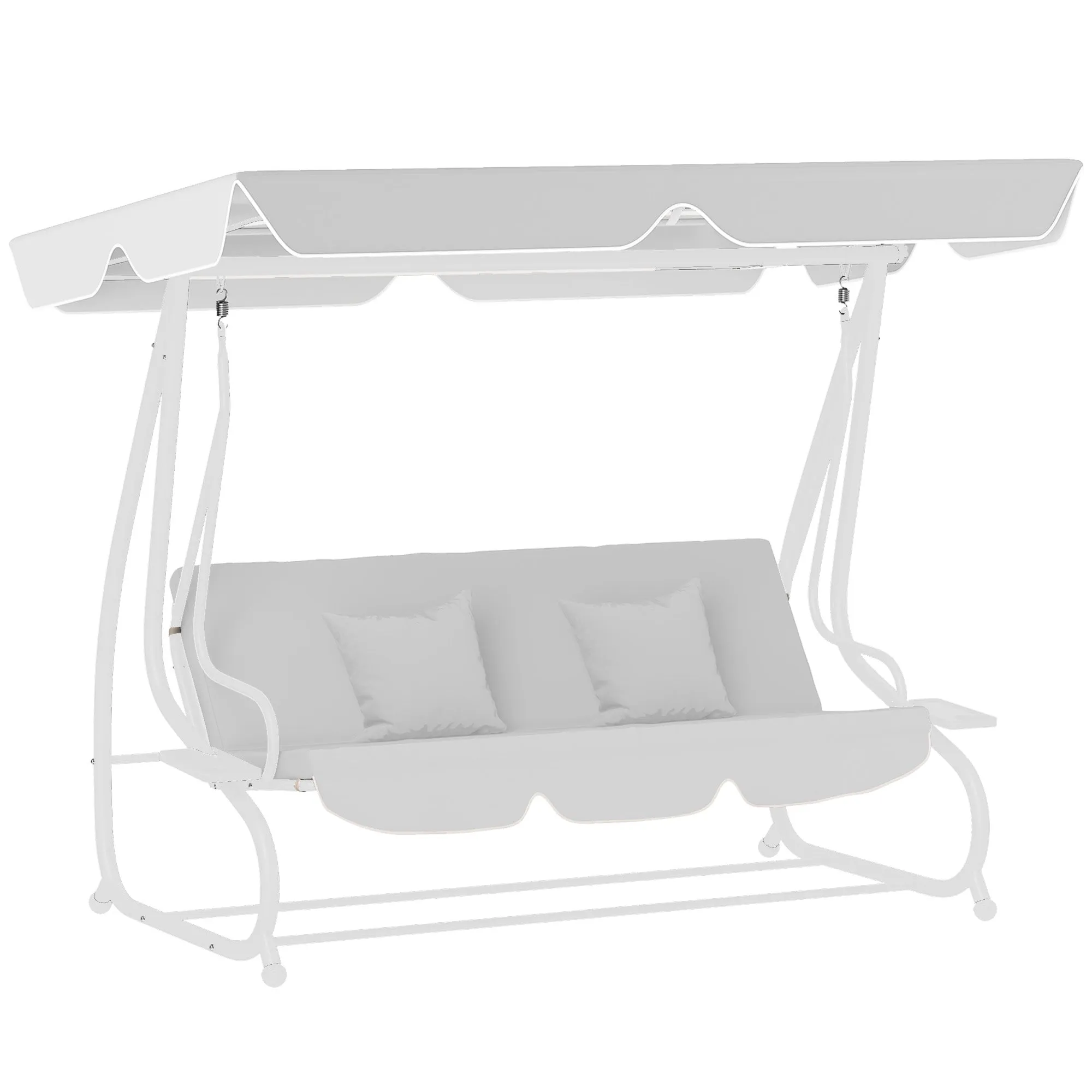 Garden Swing Canopy Replacement 3 Seater, Waterproof Garden Swing Seat Canopy Cover, Windproof Anti-UV Sun Shade (Canopy Only) for Patio, Balcony, Light Grey