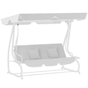 Garden Swing Canopy Replacement 3 Seater, Waterproof Garden Swing Seat Canopy Cover, Windproof Anti-UV Sun Shade (Canopy Only) for Patio, Balcony, Light Grey