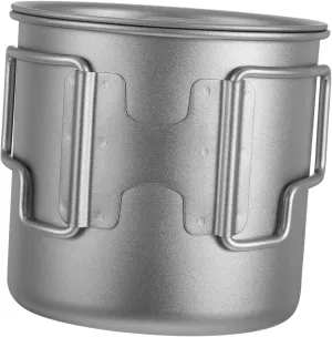 Garneck Backpacking Cookware Titanium Camping Mug with Lid Portable Folding Water Cup Boiling Cup for Outdoor Trekking