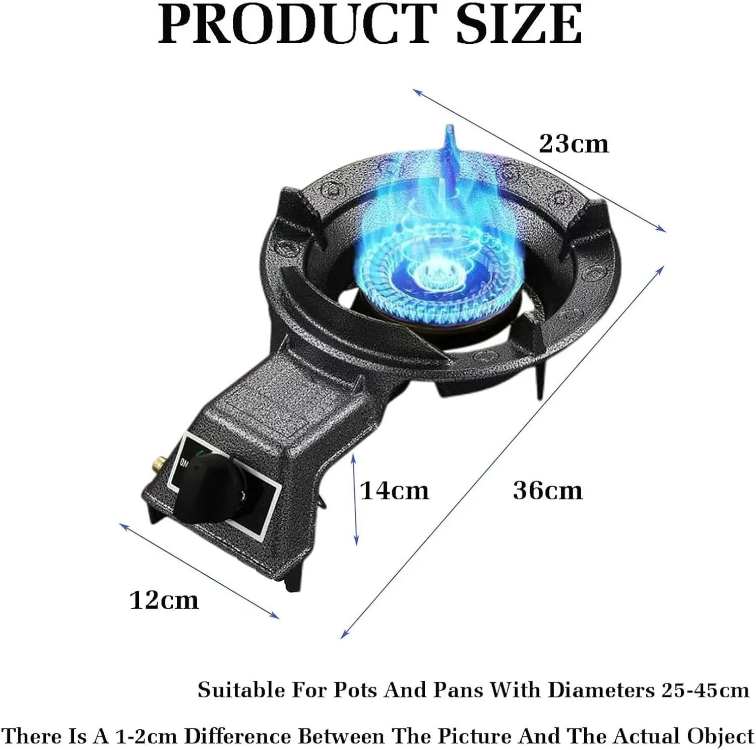 Gas Cooker 1 Burner, 6.2KW Single Port Gas Stove, Portable Tabletop Gas Stove, Camping Stove Cast Iron Pot Rack, Kitchen Cooking Stove with Flameout Protection(LPG)