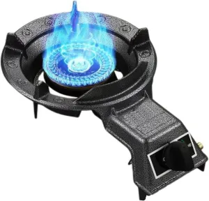Gas Cooker 1 Burner, 6.2KW Single Port Gas Stove, Portable Tabletop Gas Stove, Camping Stove Cast Iron Pot Rack, Kitchen Cooking Stove with Flameout Protection(LPG)