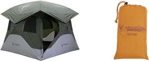 Gazelle Tents™ T4 Hub Tent, Easy 90 Second Set-Up, Waterproof, UV Resistant, Removable Floor, Ample Storage Options, 4-Person, Alpine Green, 78" x 94" x 94", GT400GR
