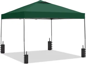 GDY 10x10 Pop Up Canopy Tent with Vents, 3 Adjustable Height, Outdoor Canopy with 4 Sandbag,Patio Sun Shade for Events, Parties, Camping, (Green).