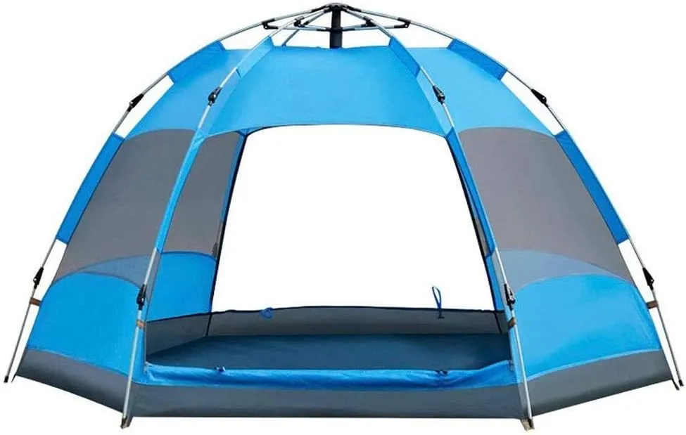 GeRRiT Durable Family Camping Tent for 3-5 Persons, Pop-up Outdoor Rainproof and Breathable Double Layer, Hexagonal Dome Beach, 240 * 240 * 135cm Automatic Camping Tent