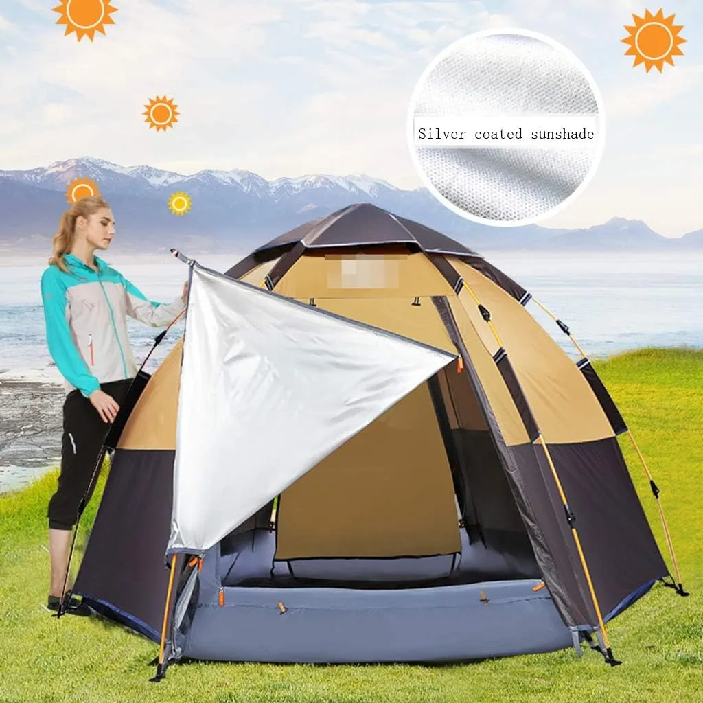 GeRRiT Tent Outdoor 3-4 People Automatic Anti-Storm Rain 2 Double Thick Rainproof Camping Outdoor Camping Household Tent Pop-Up Large Camping Tent Cabin Beach Tent Quick Installation Waterproof Tent
