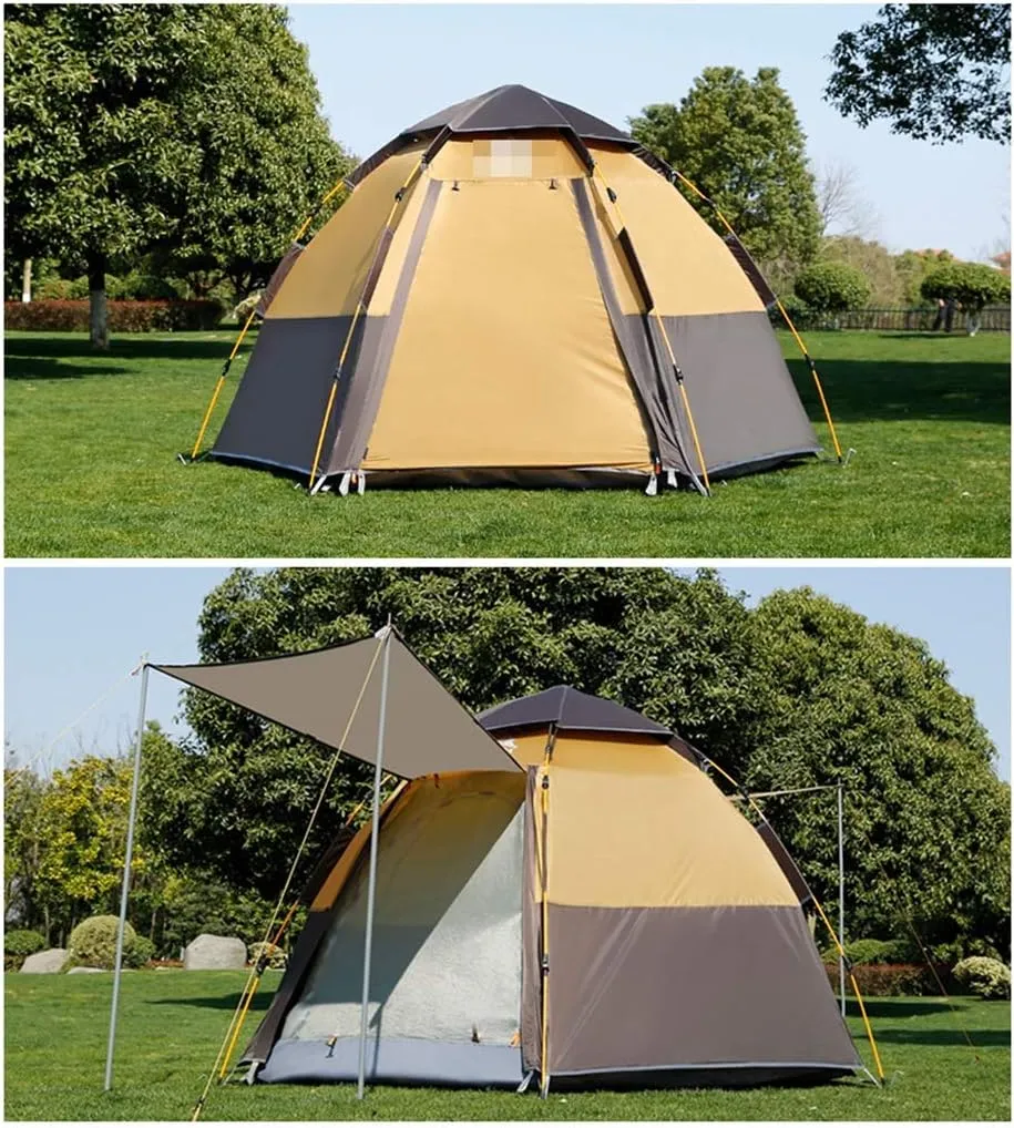 GeRRiT Tent Outdoor 3-4 People Automatic Anti-Storm Rain 2 Double Thick Rainproof Camping Outdoor Camping Household Tent Pop-Up Large Camping Tent Cabin Beach Tent Quick Installation Waterproof Tent
