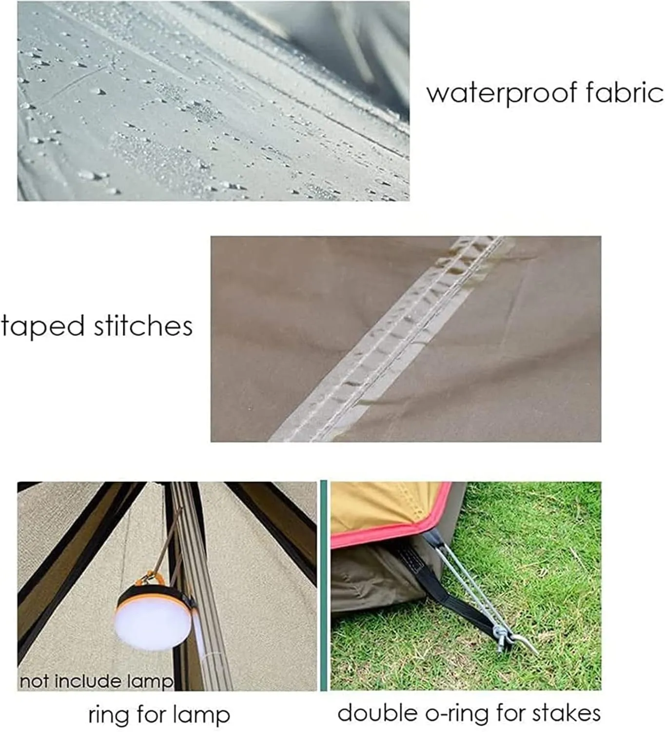 GeRRiT Tents for Camping 4 Person, Waterproof Pyramid Teepee Tent Adult Tent Waterproof Double Layers Indian Tent Yurt Tent Tower Post Bell Tent for Outdoor Family Trip Hello, 3, Black