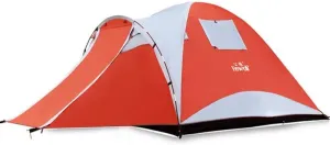 GeRRiT Waterproof Tourist Tents 4 Person Outdoor Camping Double Layer One Hall one Bedroom 3 Seasons Hiking Camping Family Tent, Red