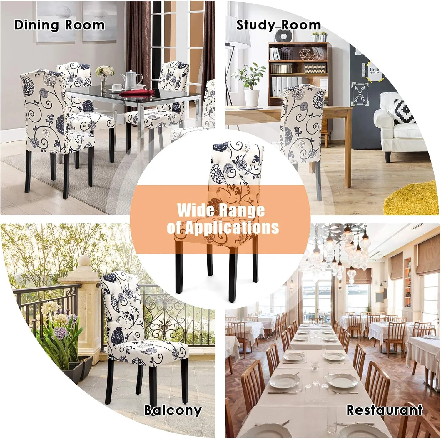 Giantex Tufted Linen Fabric Dining Chairs Set of 2 Armless Parsons Chairs with Padded Seat and Tall Backrest for Kitchen Dining Room