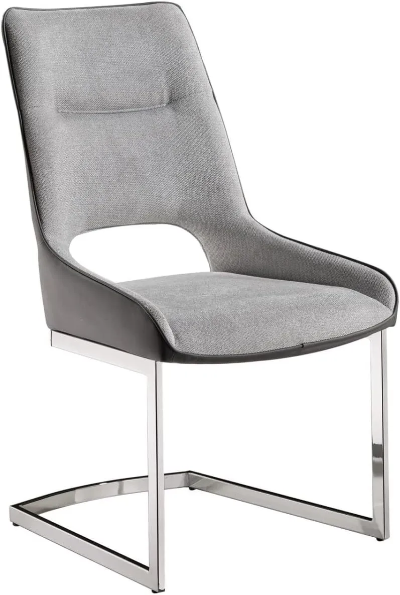 Global Furniture USA D1119DC-LIGHT Grey-DRK Gry PU Dining Chair Light Grey & Dark Grey - Set of 2