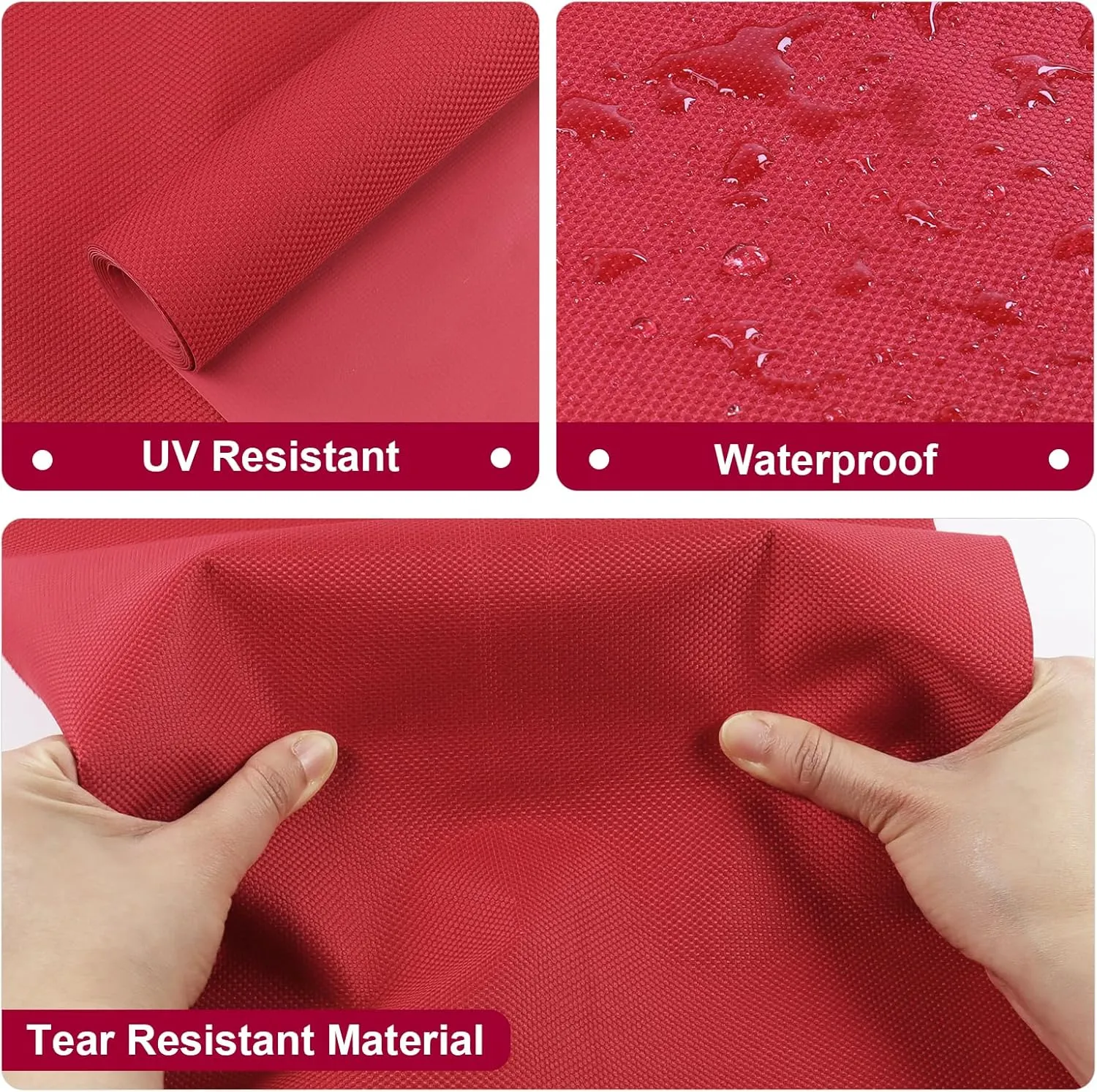 GlodWheel 1800D Marine Waterproof Canvas Fabric 60" Wide by 36" Heavy Duty Canvas Material Tear-Resistant UV-Resistant Anti-Glare PVC Backing for Outdoor Boat Tent Awning Cushion Red