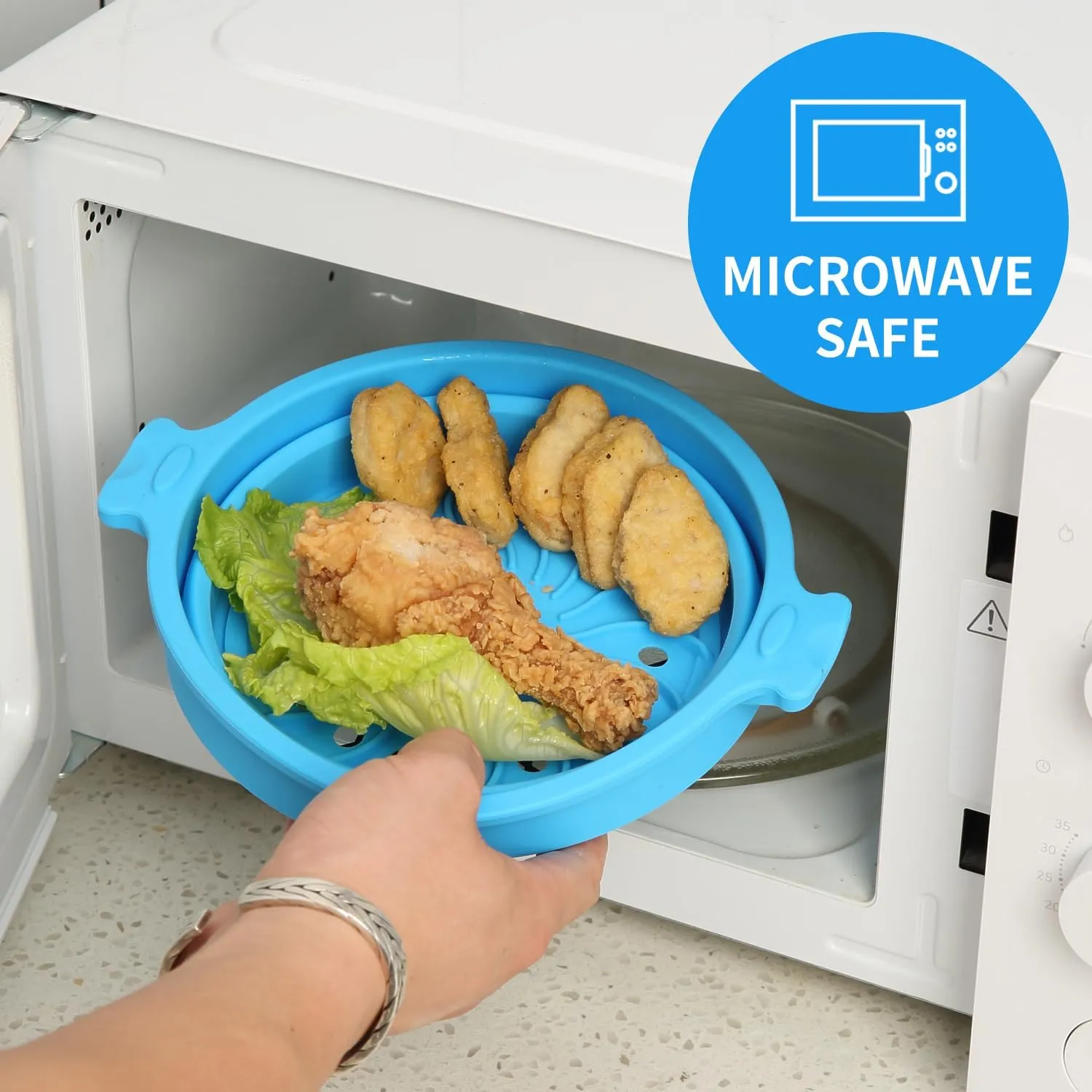 GLOU-GLOU GOOSE GGG Collapsible Silicone Microwave Cookware Cooker Steamer for Cooking with Lids, 0.8L and 1.4L Glass Food Storage Container Sealed Bowl Mixing Bowls 3pc Set BPA Free