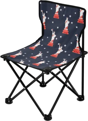 Goddess of Liberty Design Independence Portable Backpack Beach Chairs for Adults Ultra-Lightweight Ultralight Camp Chair Includes Carry Bag Ice Fishing Chairs for Adults for Lawn Lawn