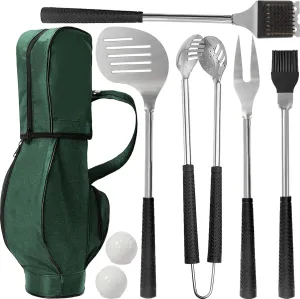 Golf Gifts for Men Grilling Accessories 8pcs Golf BBQ Grill Tools Utensils Set, Easter Basket Stuffers for Adults Men, Dad Gifts for Fathers Day Grilling Gifts for Men Golfers, Funny Stocking Stuffers