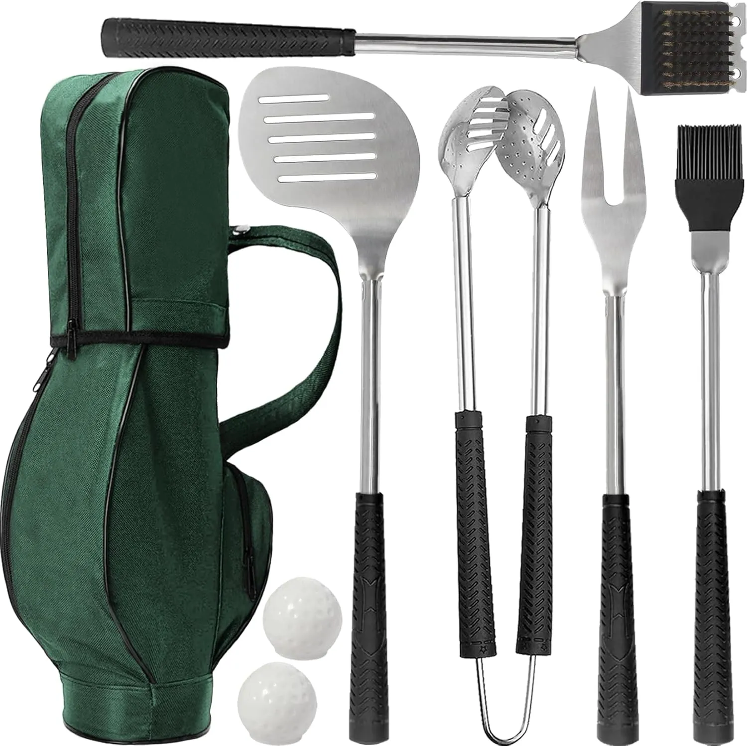 Golf Gifts for Men Grilling Accessories 8pcs Golf BBQ Grill Tools Utensils Set, Easter Basket Stuffers for Adults Men, Dad Gifts for Fathers Day Grilling Gifts for Men Golfers, Funny Stocking Stuffers