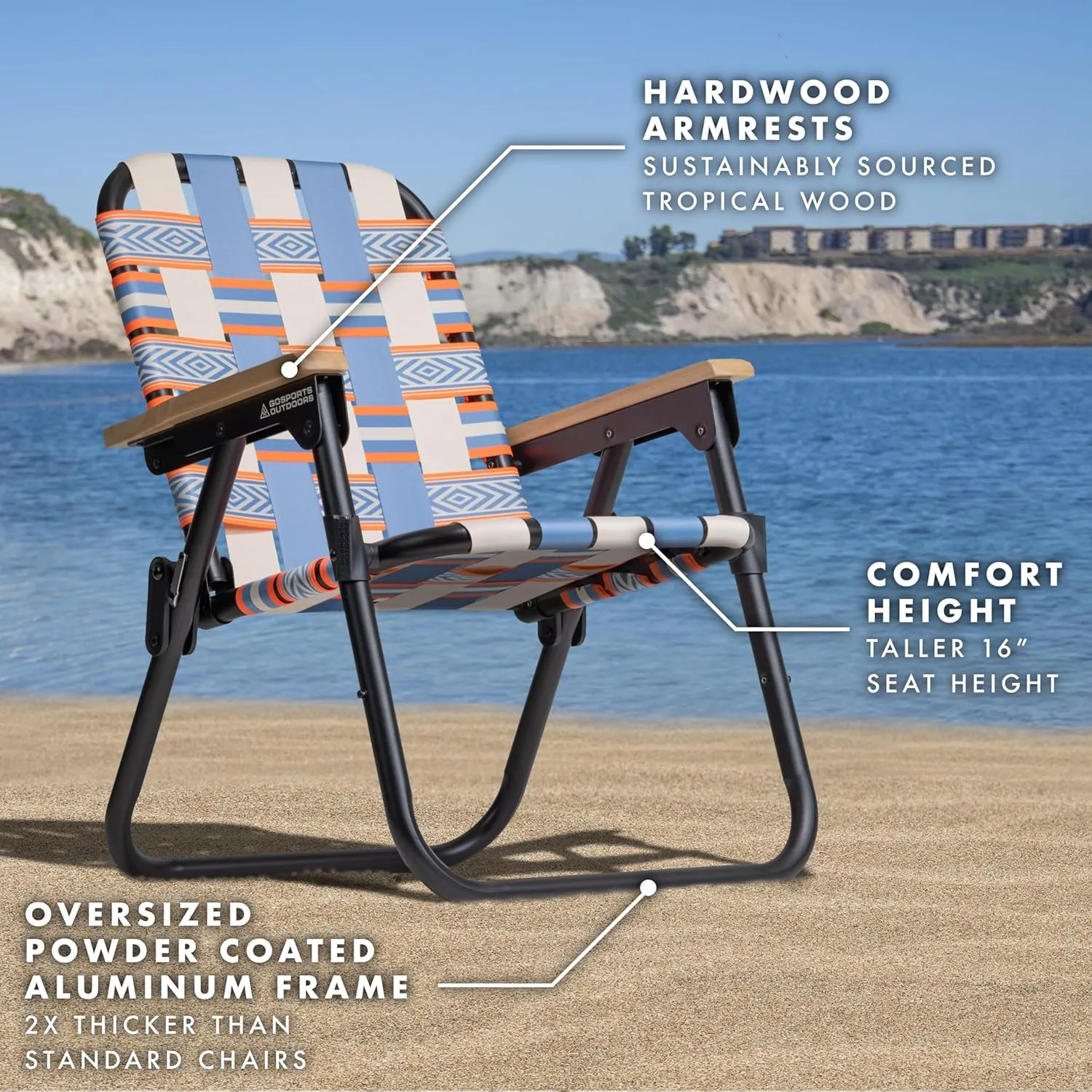 GoSports WOVN Beach Backpack Chair - 9 Styles Available - Premium Folding Camping Chair