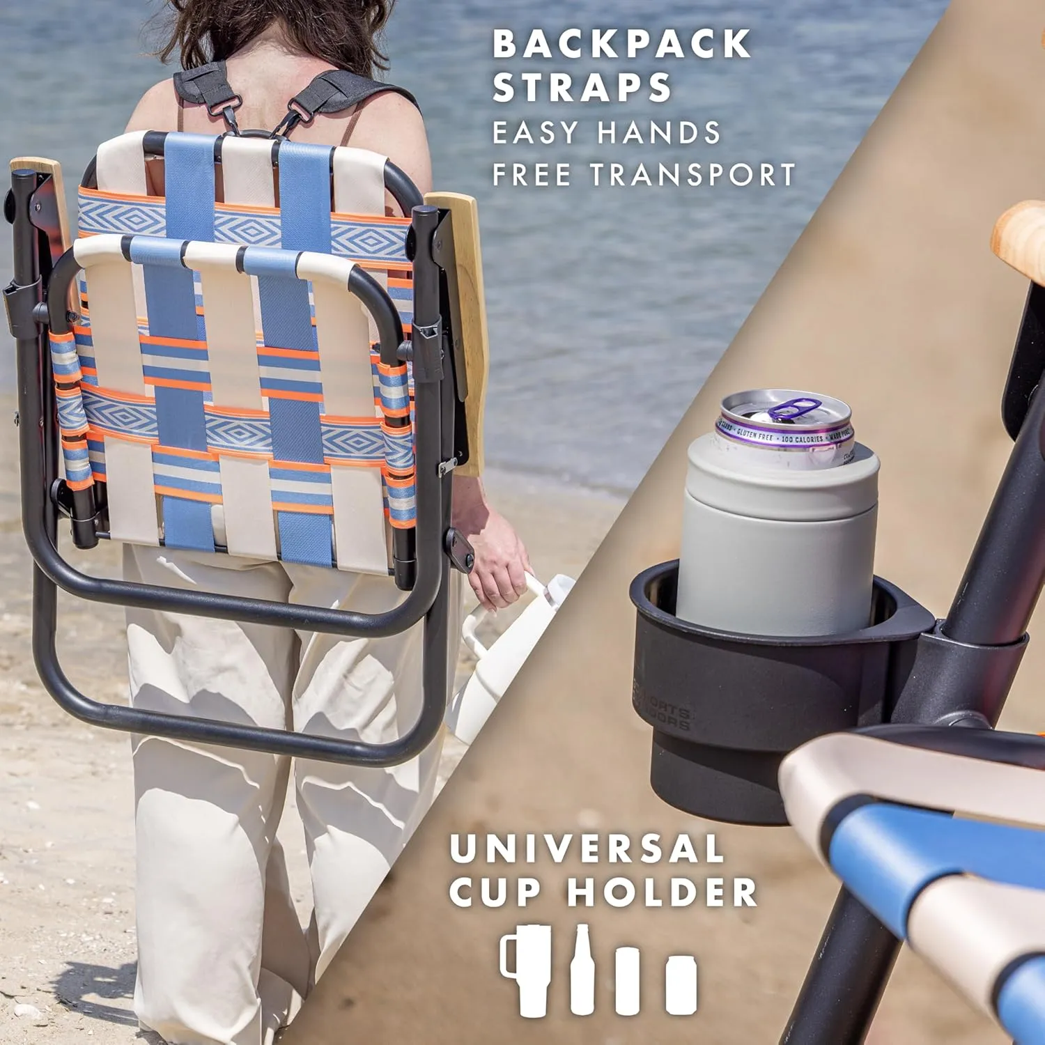 GoSports WOVN Beach Backpack Chair - 9 Styles Available - Premium Folding Camping Chair