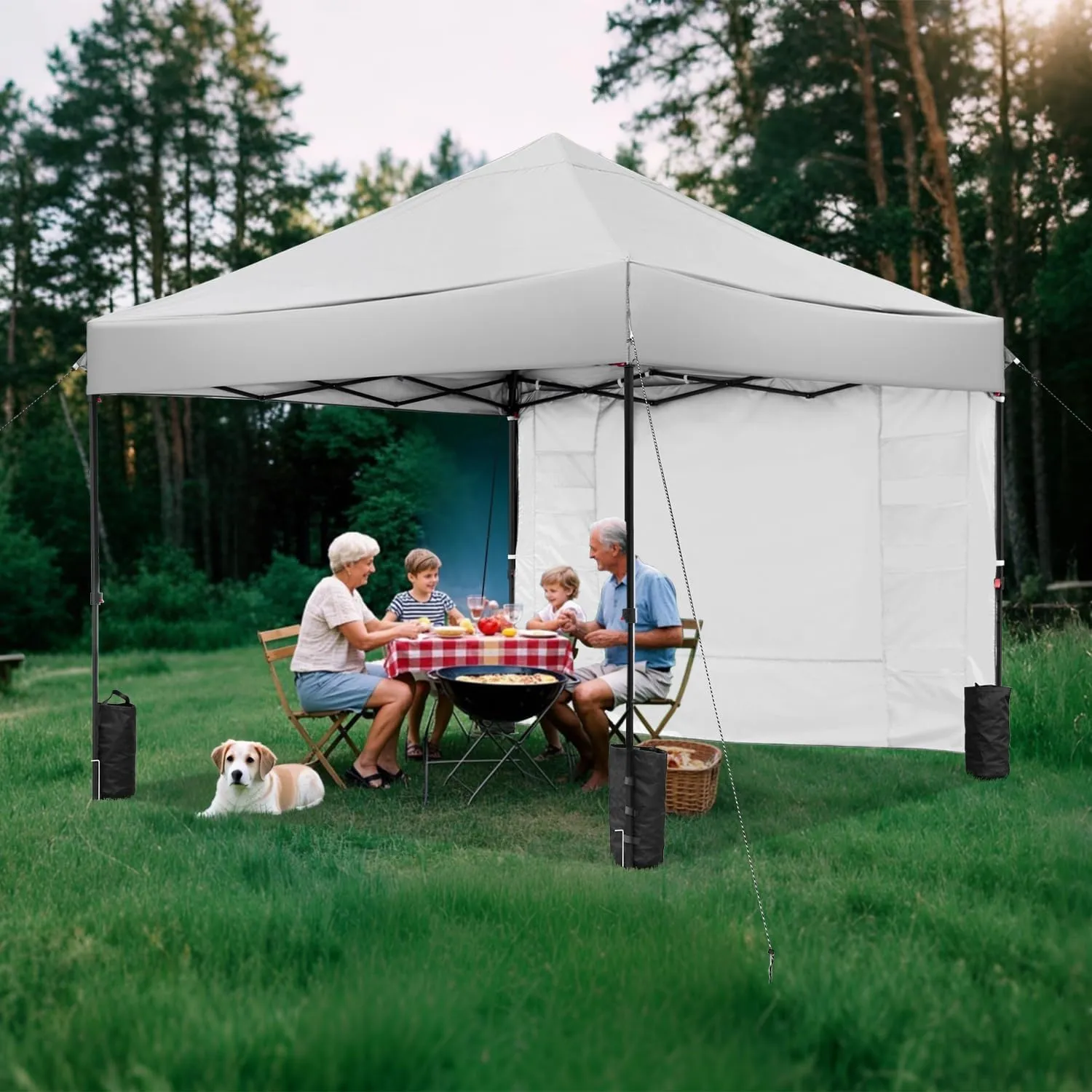 Gray 10x10 FT Pop Up Canopy Tent with 1 Sidewall, Heavy Duty Canopy for Outdoor, Commercial Instant Gazebos, for Party, Patio, by Kendane.